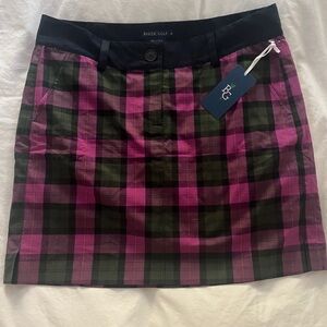 Women's NWT Baker Golf  Plaid Mini Skirt - Pink and Green